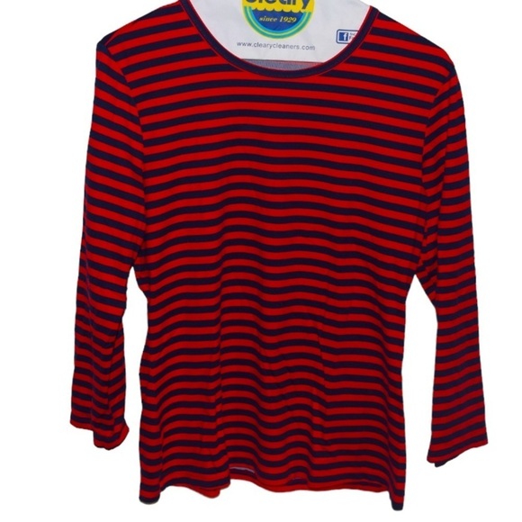 J. McLaughlin Sinclair Top in Stripe Red Navy Blue Size Medium - Picture 6 of 7